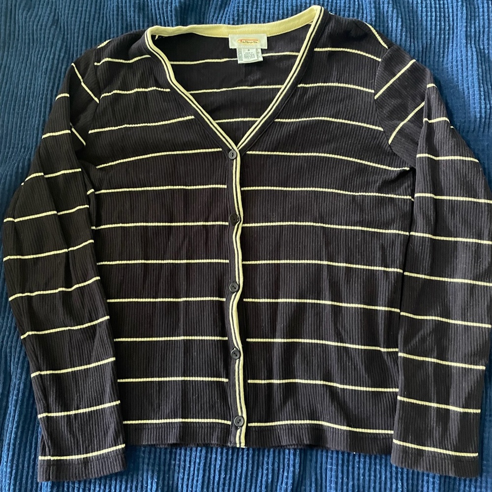 Striped Button-Up Cardigan